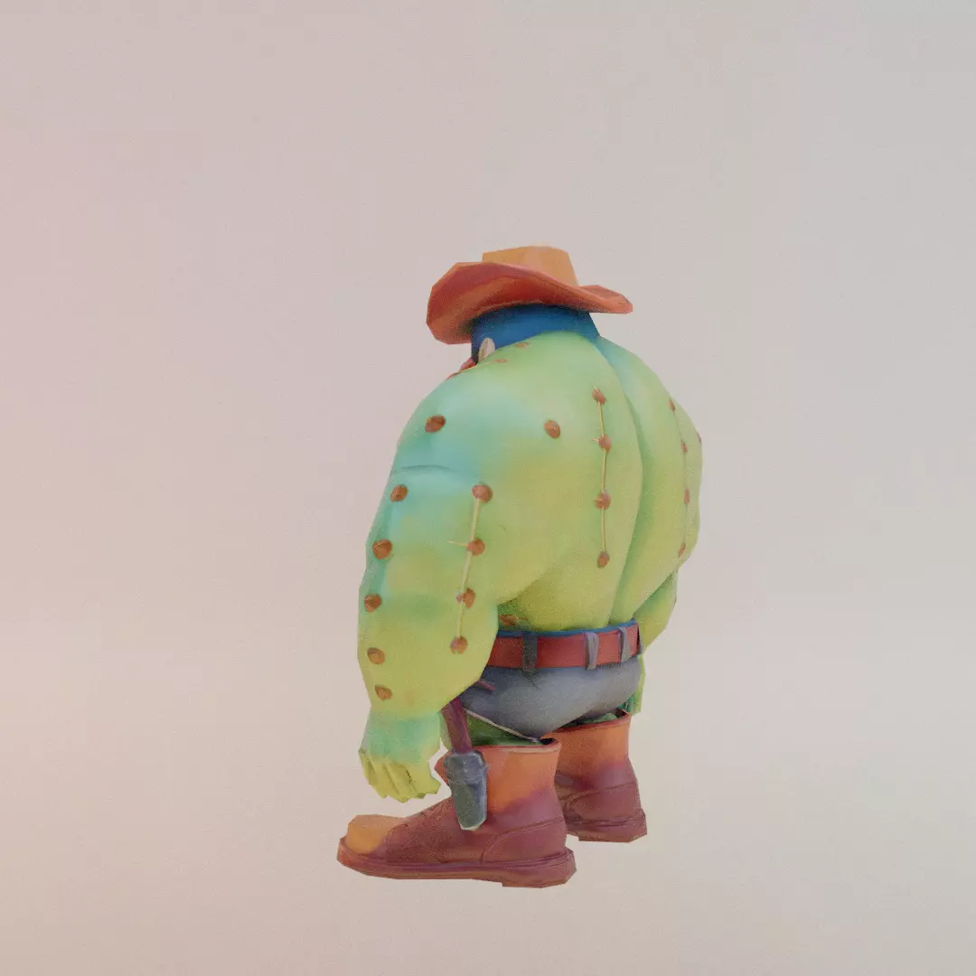 Penguinelli Cactussini Italian brainrot Low Poly Character Low-poly 3D model_4