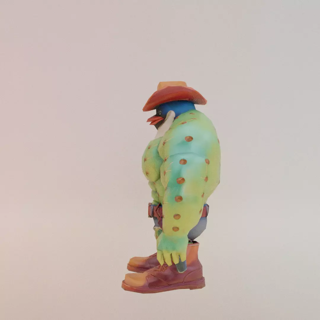 Penguinelli Cactussini Italian brainrot Low Poly Character Low-poly 3D model_3