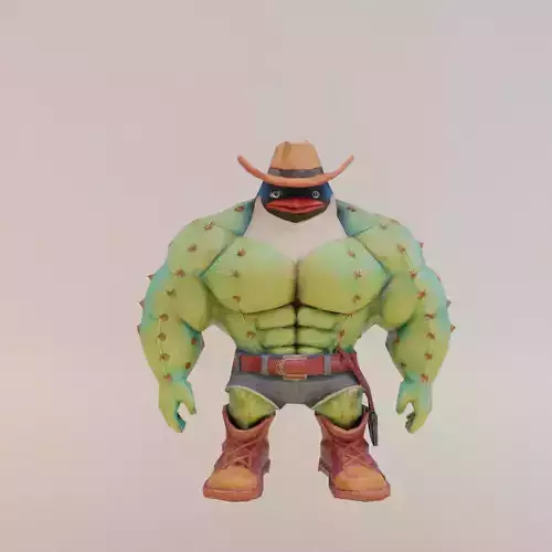 Penguinelli Cactussini Italian brainrot Low Poly Character Low-poly 3D model