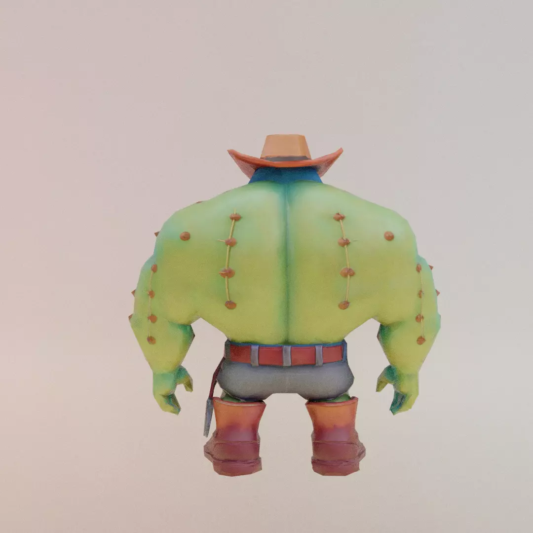 Penguinelli Cactussini Italian brainrot Low Poly Character Low-poly 3D model_6
