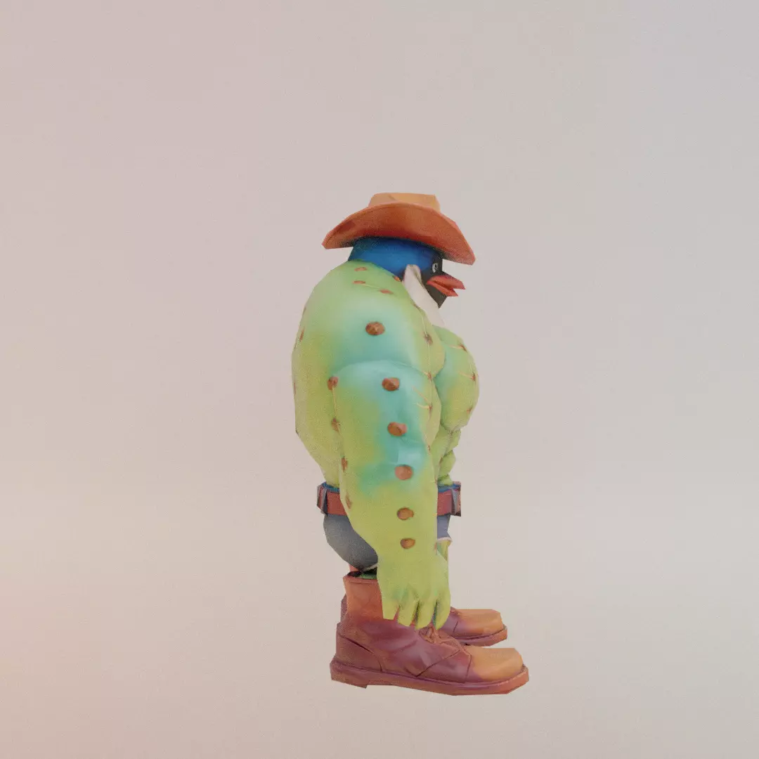 Penguinelli Cactussini Italian brainrot Low Poly Character Low-poly 3D model_9