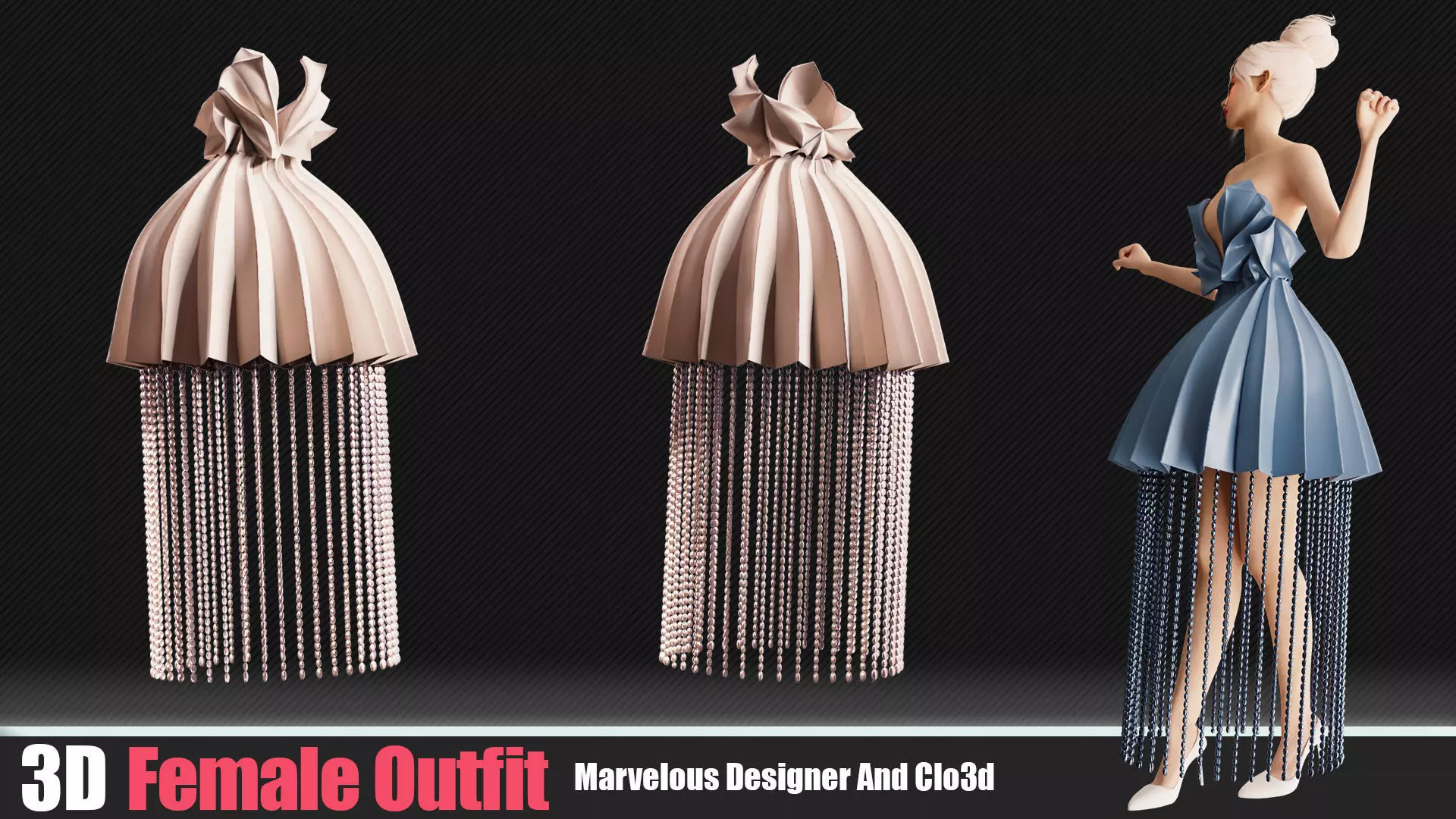 3d Famale Outfits In Marvelous Designer  3D model_4