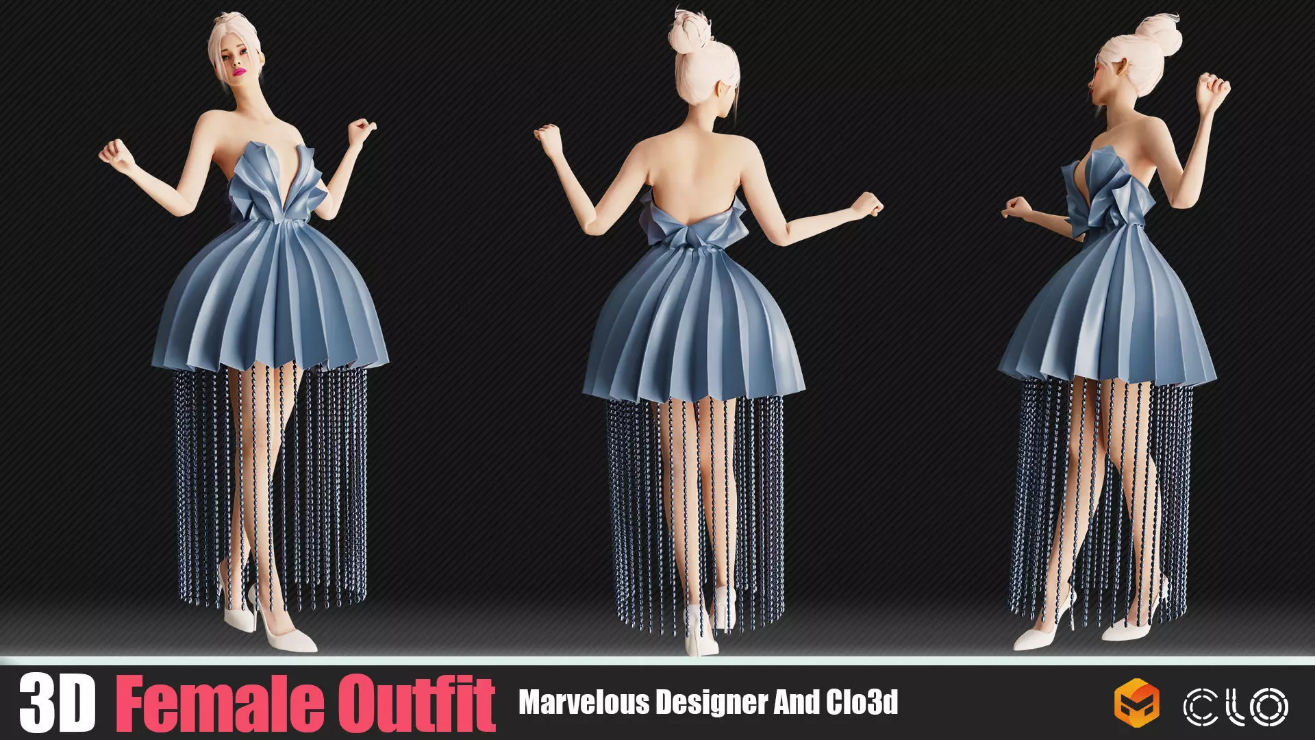 3d Famale Outfits In Marvelous Designer  3D model_2