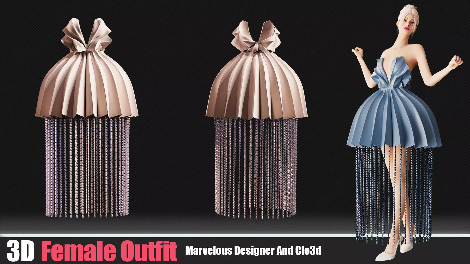 3d Famale Outfits In Marvelous Designer  3D model_3