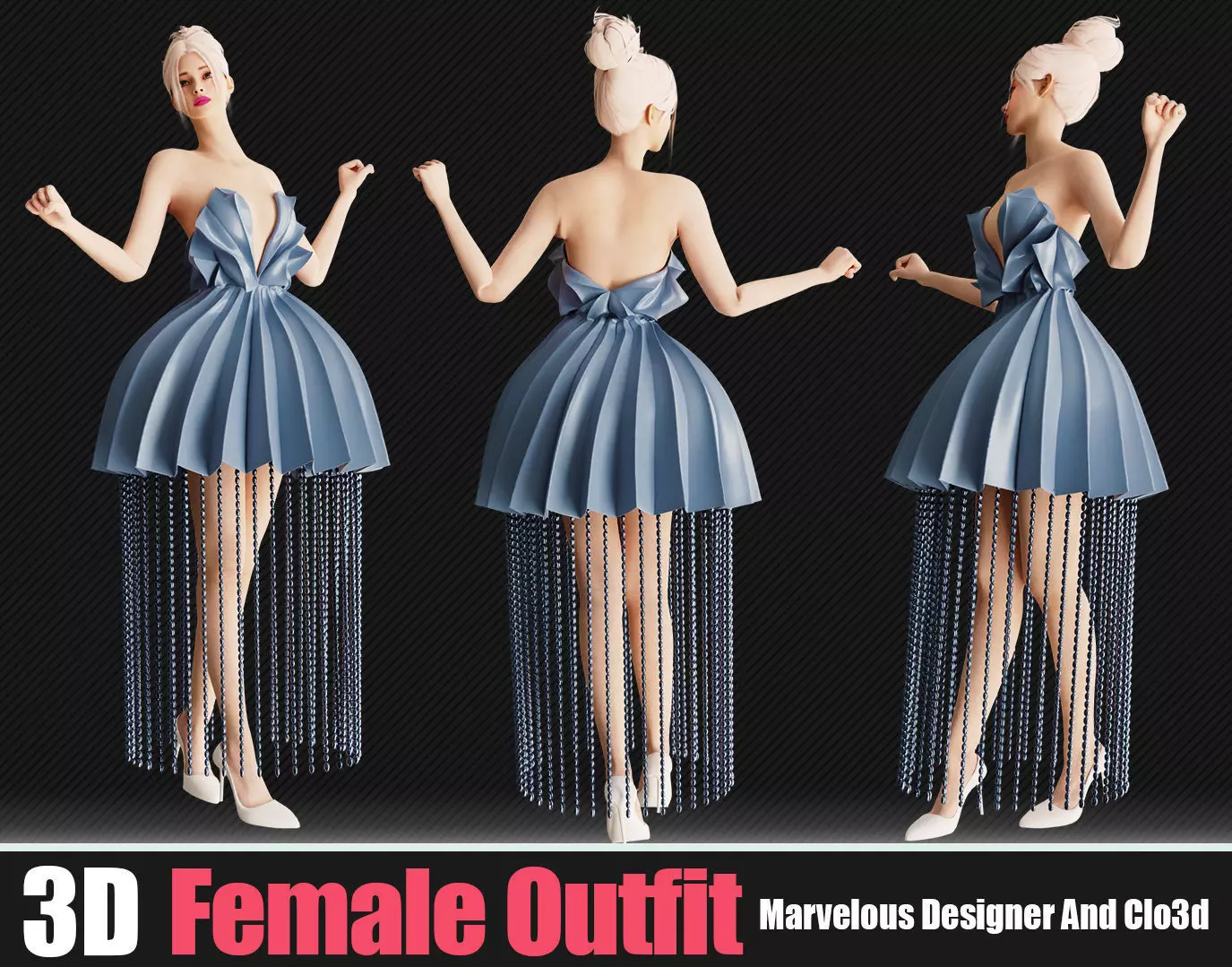 3d Famale Outfits In Marvelous Designer  3D model_0