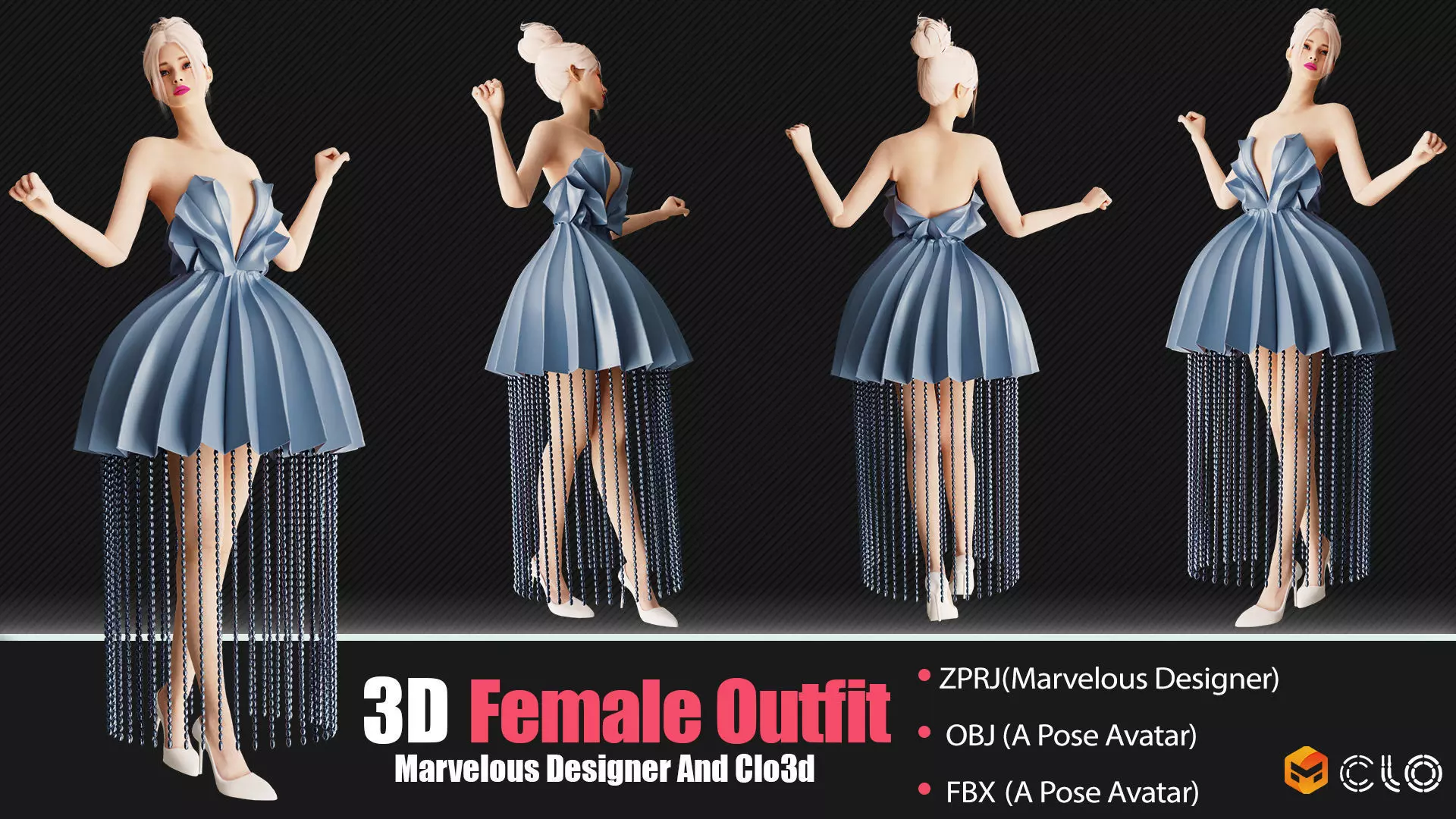 3d Famale Outfits In Marvelous Designer  3D model_1