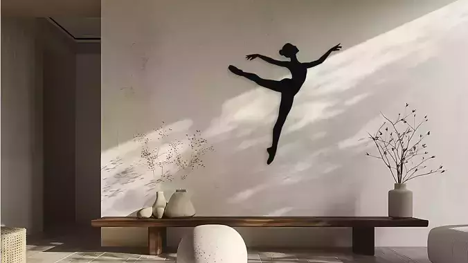 Ballerina Silhouette Wall Art Decor Elegant Dancer