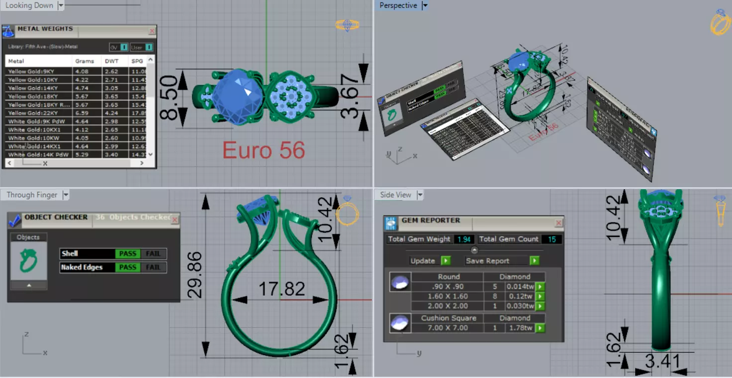 Two-tone Aquamarine and Diamond Ring Model jr00187 3D print model