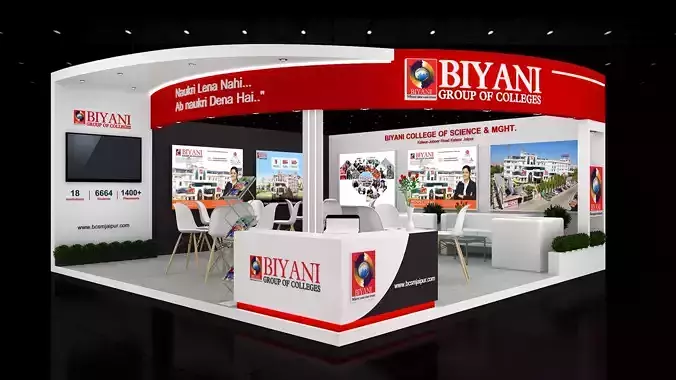 6mtr x 6mtr expo stall 2side open Exhibition Stand Design Low-poly 3D model