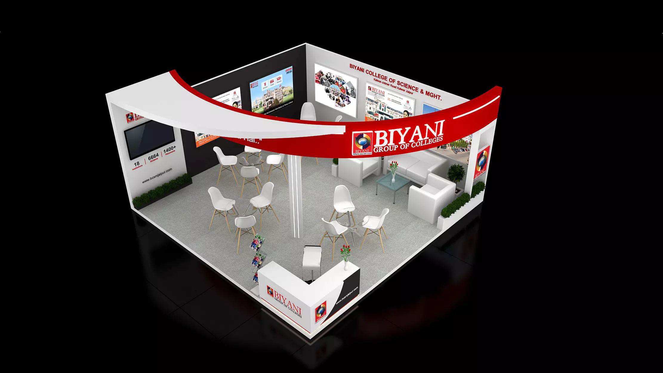 6mtr x 6mtr expo stall 2side open Exhibition Stand Design Low-poly 3D model_6