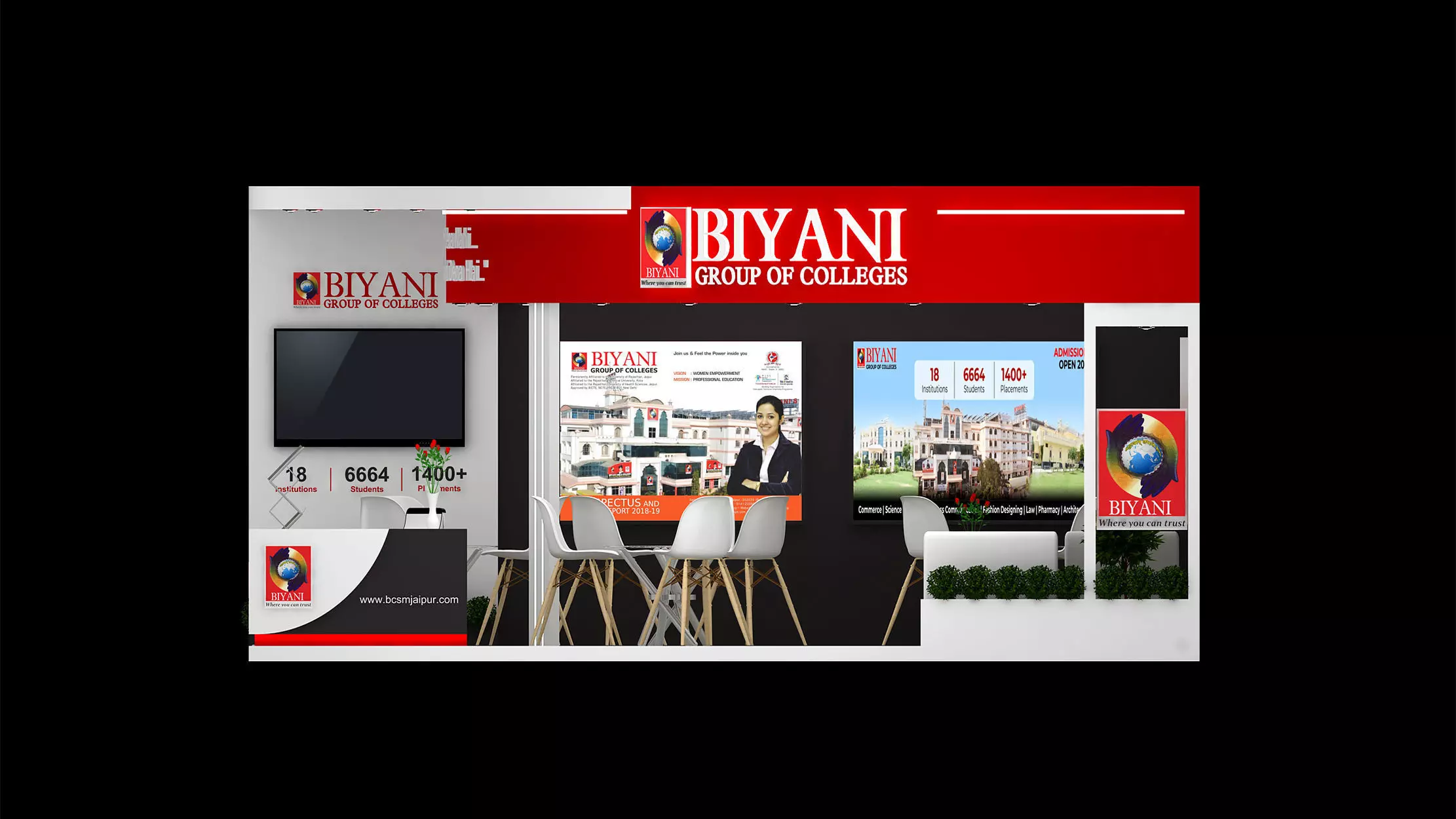 6mtr x 6mtr expo stall 2side open Exhibition Stand Design Low-poly 3D model_8