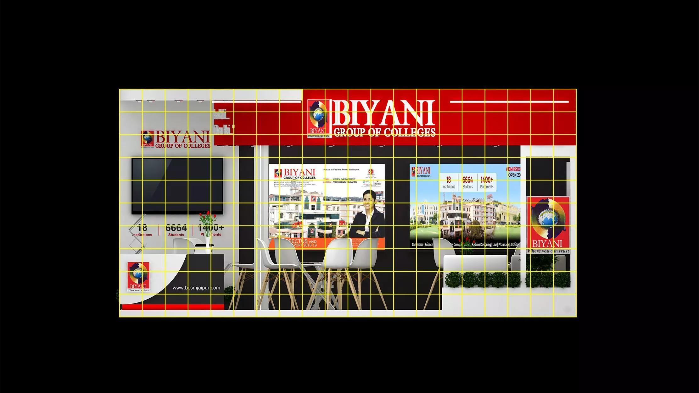 6mtr x 6mtr expo stall 2side open Exhibition Stand Design Low-poly 3D model_9