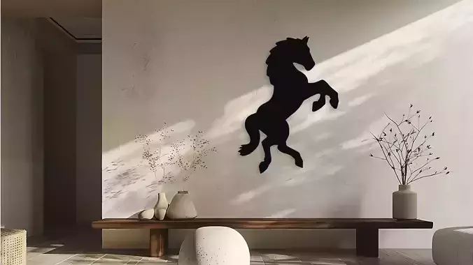 Rearing Horse Silhouette Wall Art Decor for CNC and 3D Printing
