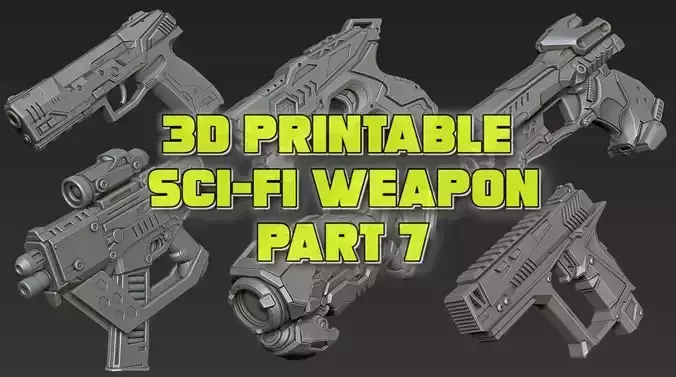 3D Printable Sci-Fi Weapon Part 7 3D model