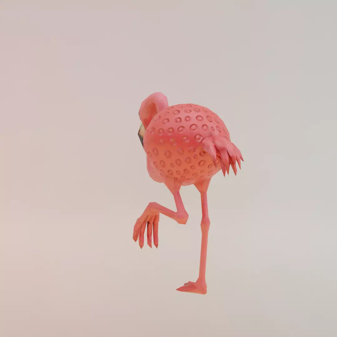 Strawberelli Flamingelli Italian brainrot Low Poly Character Low-poly 3D model_5