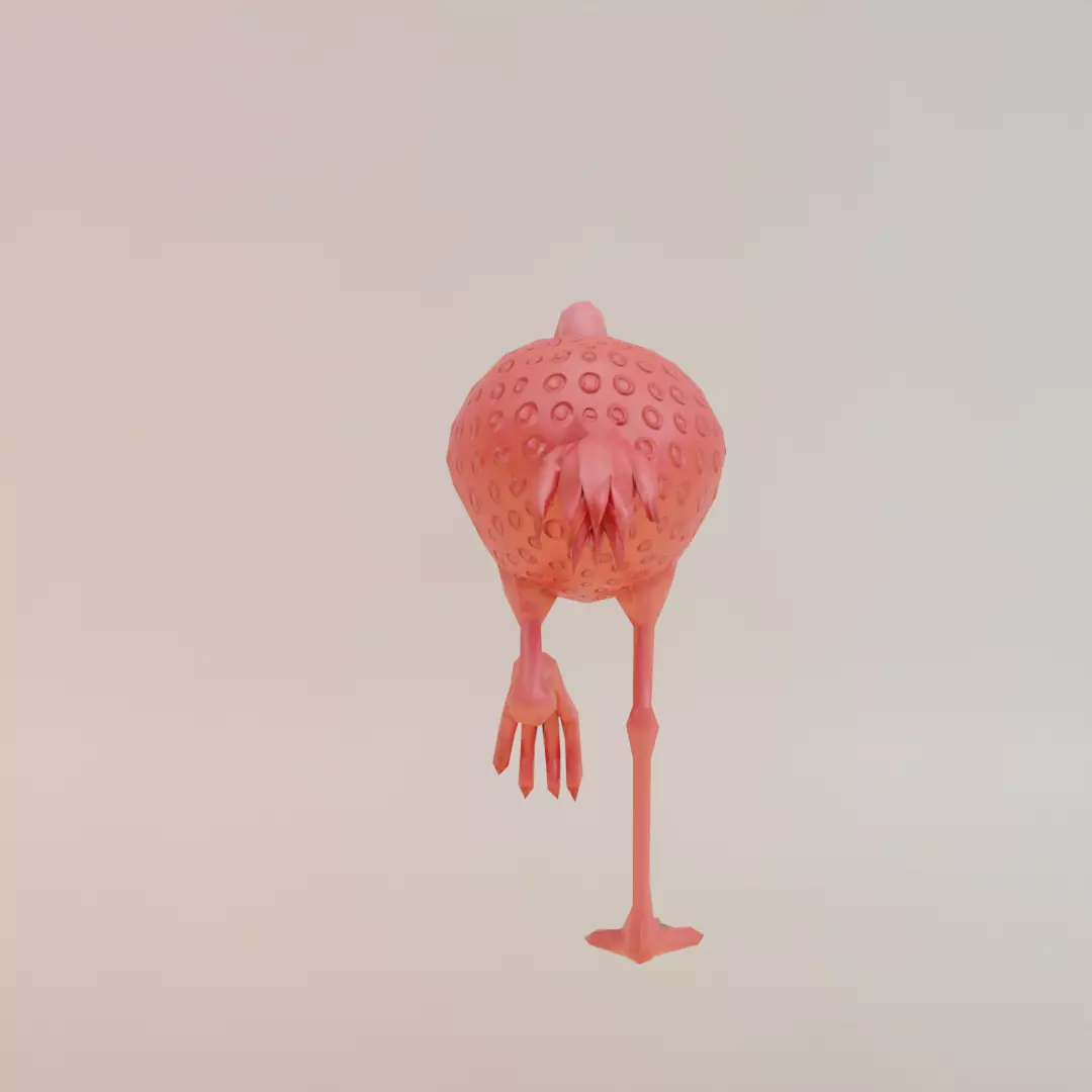 Strawberelli Flamingelli Italian brainrot Low Poly Character Low-poly 3D model_6