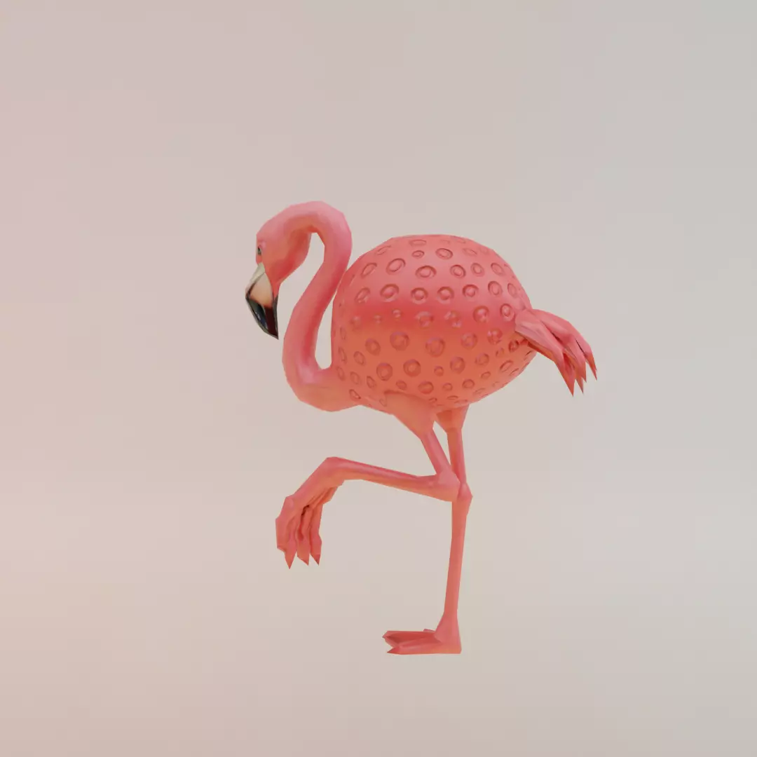 Strawberelli Flamingelli Italian brainrot Low Poly Character Low-poly 3D model_4