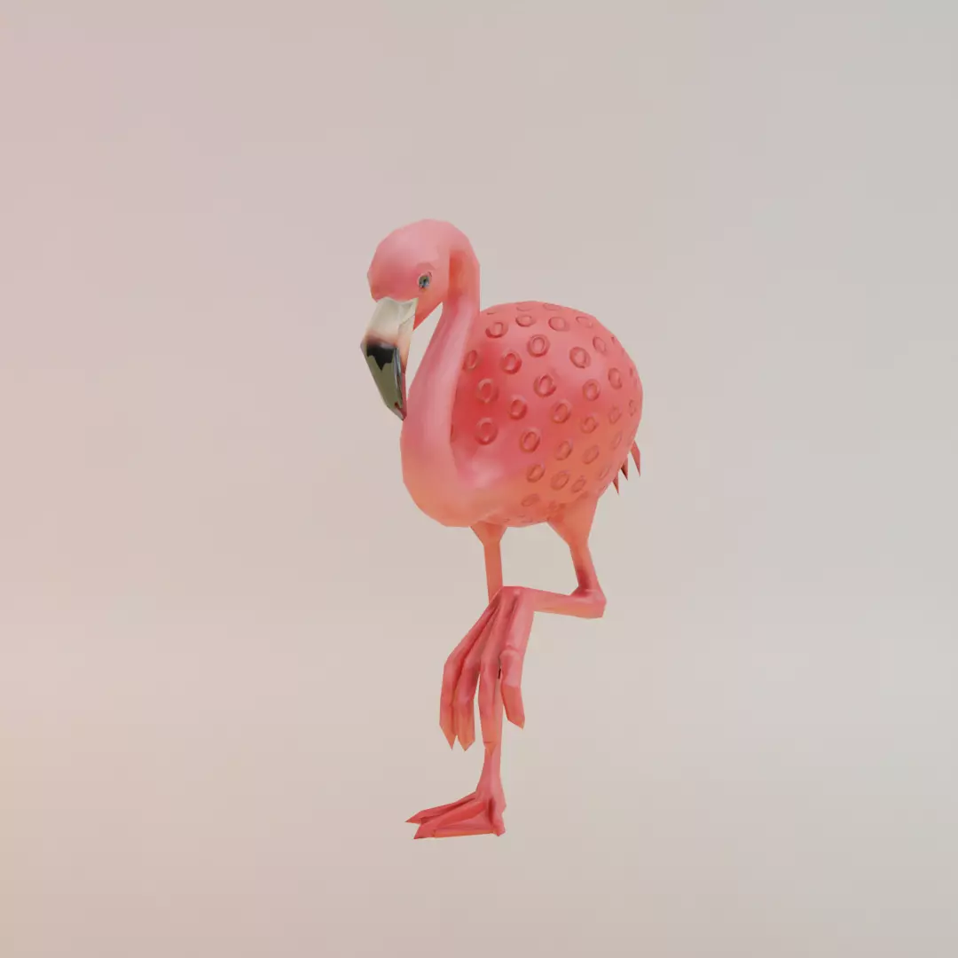 Strawberelli Flamingelli Italian brainrot Low Poly Character Low-poly 3D model_1