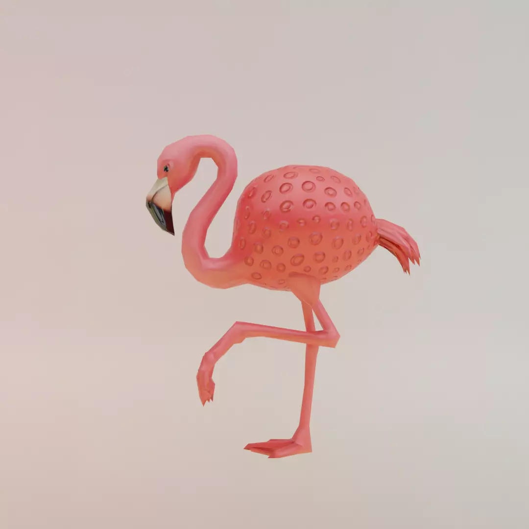 Strawberelli Flamingelli Italian brainrot Low Poly Character Low-poly 3D model_3