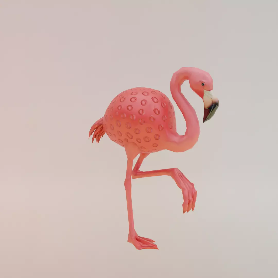 Strawberelli Flamingelli Italian brainrot Low Poly Character Low-poly 3D model_10