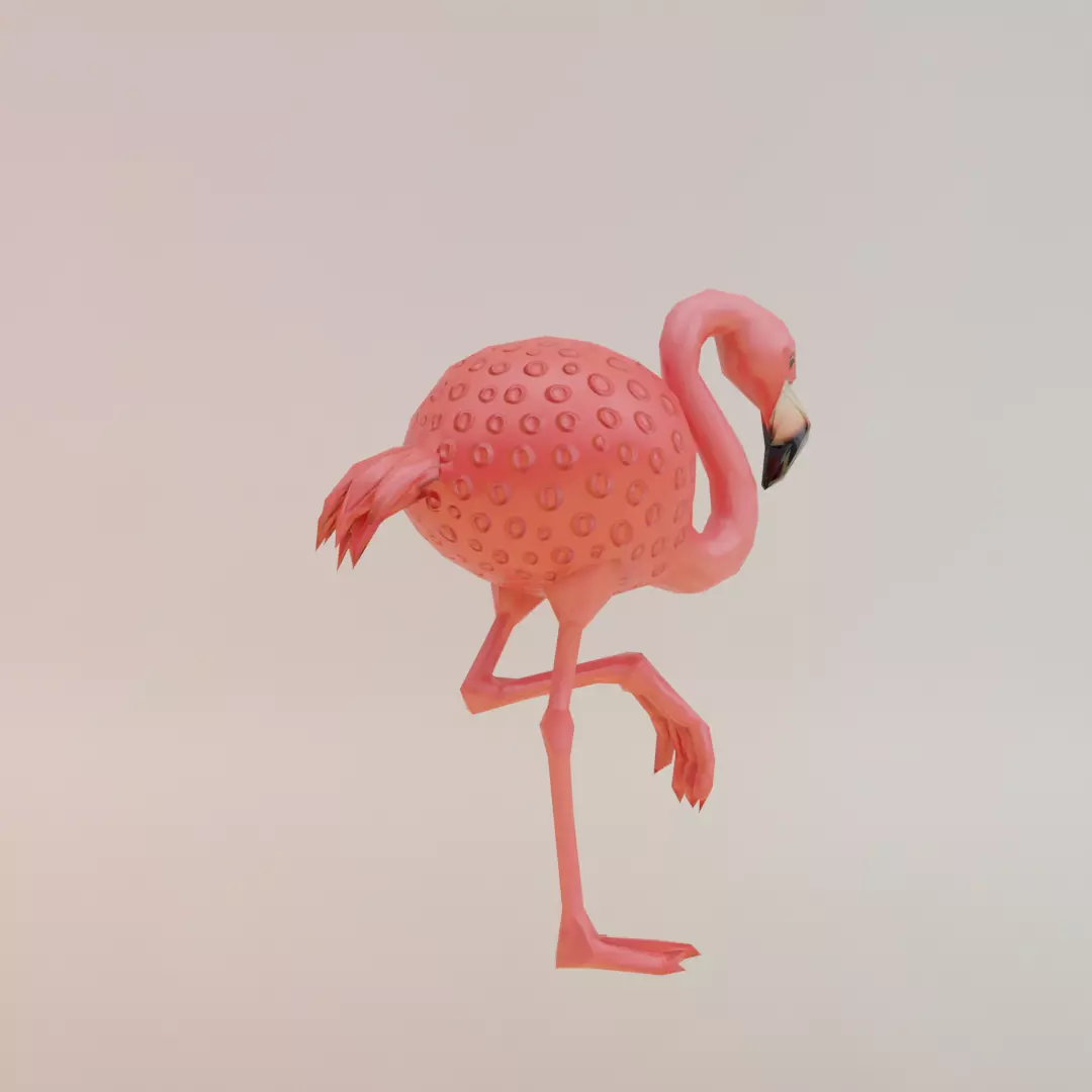 Strawberelli Flamingelli Italian brainrot Low Poly Character Low-poly 3D model_8