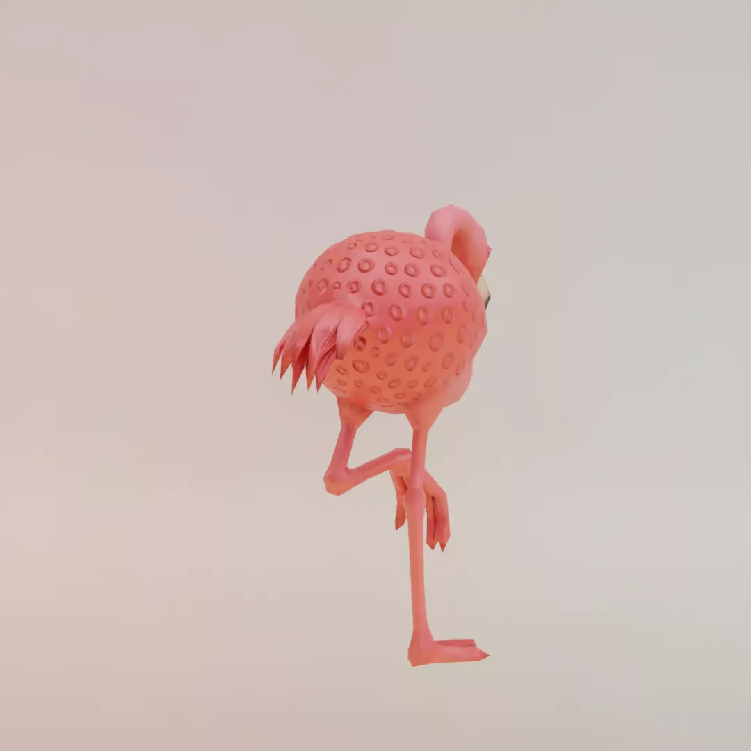 Strawberelli Flamingelli Italian brainrot Low Poly Character Low-poly 3D model_7