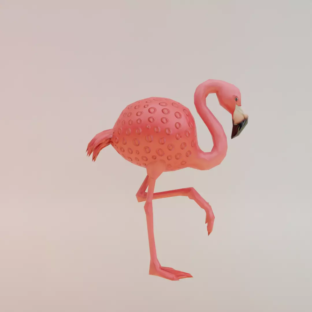 Strawberelli Flamingelli Italian brainrot Low Poly Character Low-poly 3D model_9