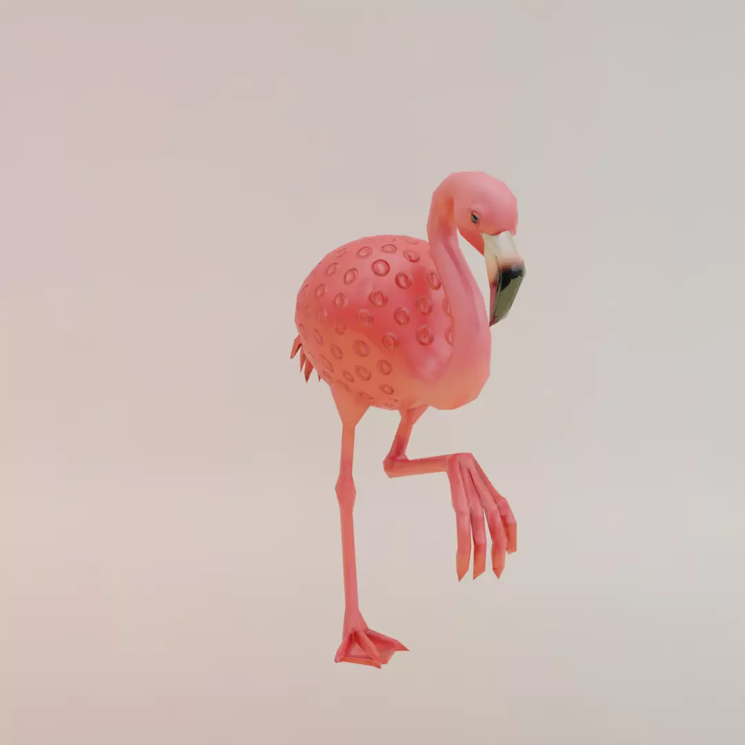 Strawberelli Flamingelli Italian brainrot Low Poly Character Low-poly 3D model_11