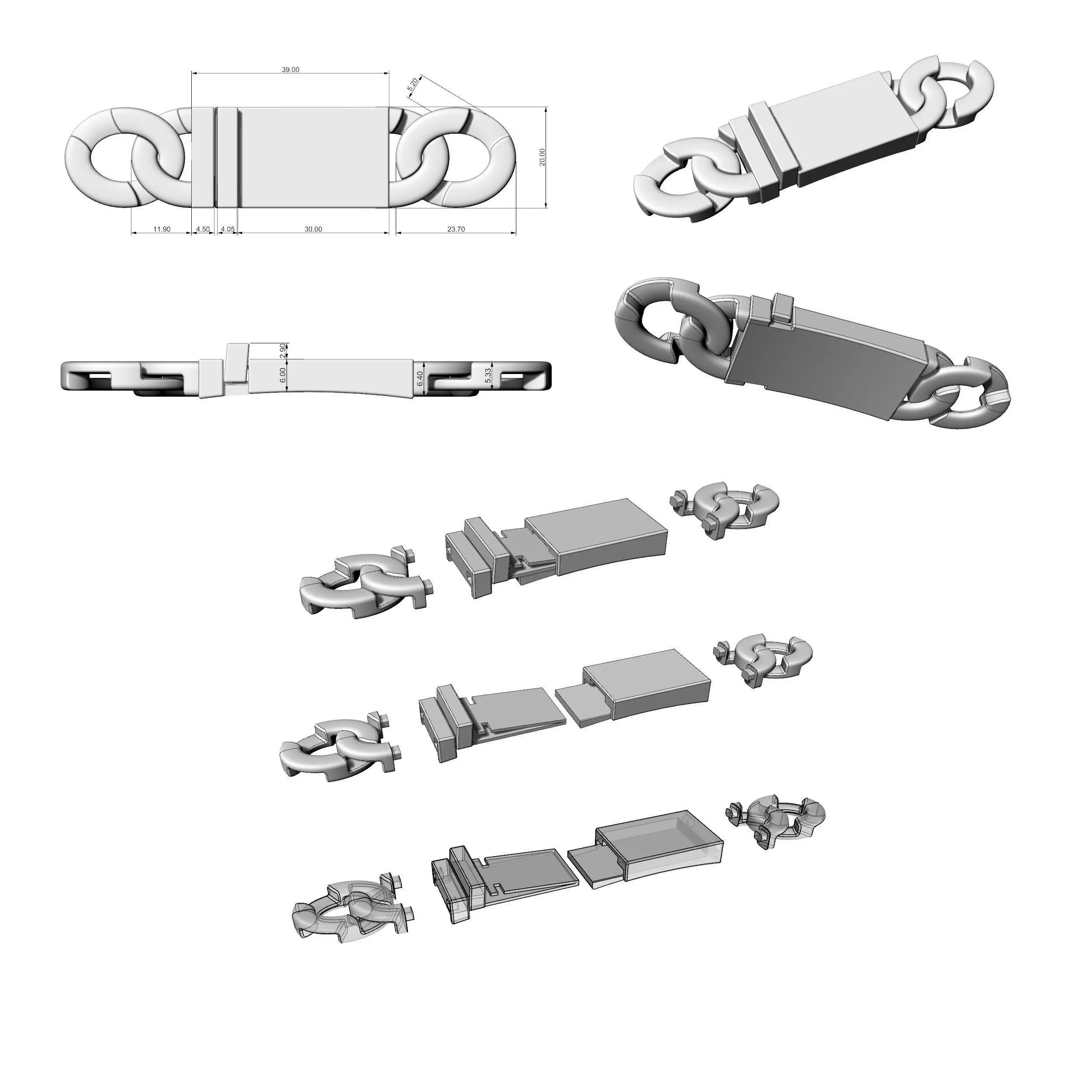 Lock with chain type 1 Free 3D print model