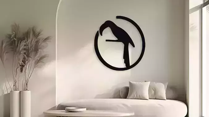 Parrot Silhouette in Broken Circle Wall Art Decor