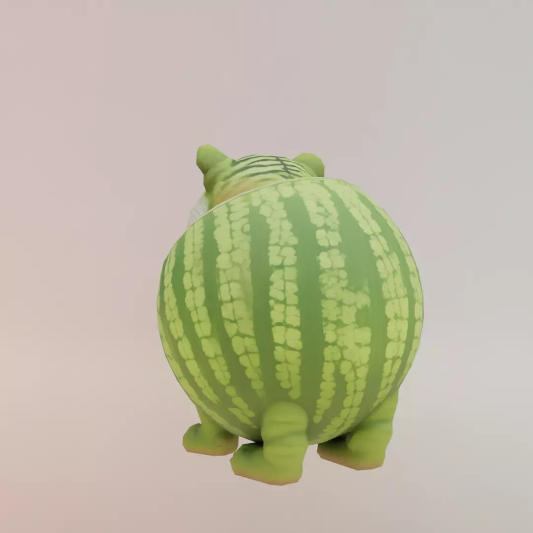 Tigrrullini Watermellini Italian brainrot Low Poly Character Low-poly 3D model_5