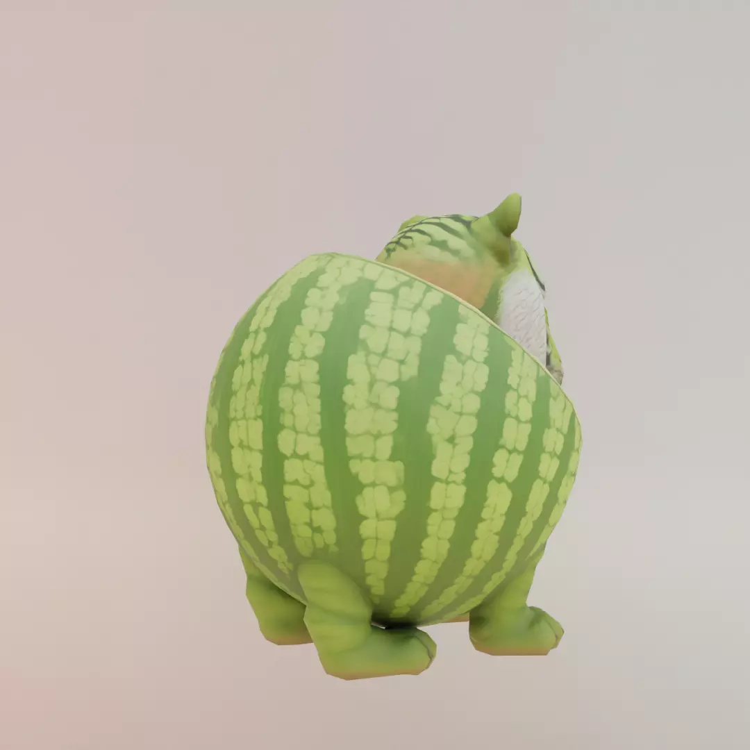 Tigrrullini Watermellini Italian brainrot Low Poly Character Low-poly 3D model_8