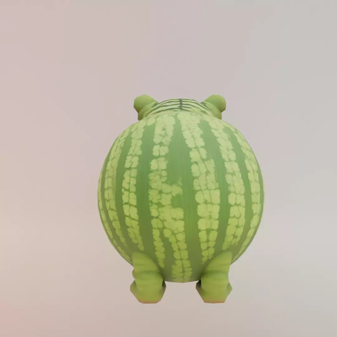 Tigrrullini Watermellini Italian brainrot Low Poly Character Low-poly 3D model_6