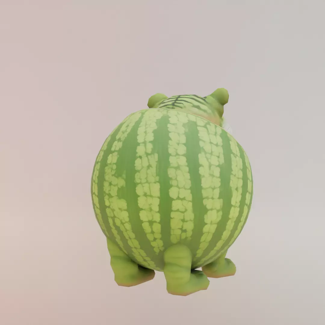 Tigrrullini Watermellini Italian brainrot Low Poly Character Low-poly 3D model_7
