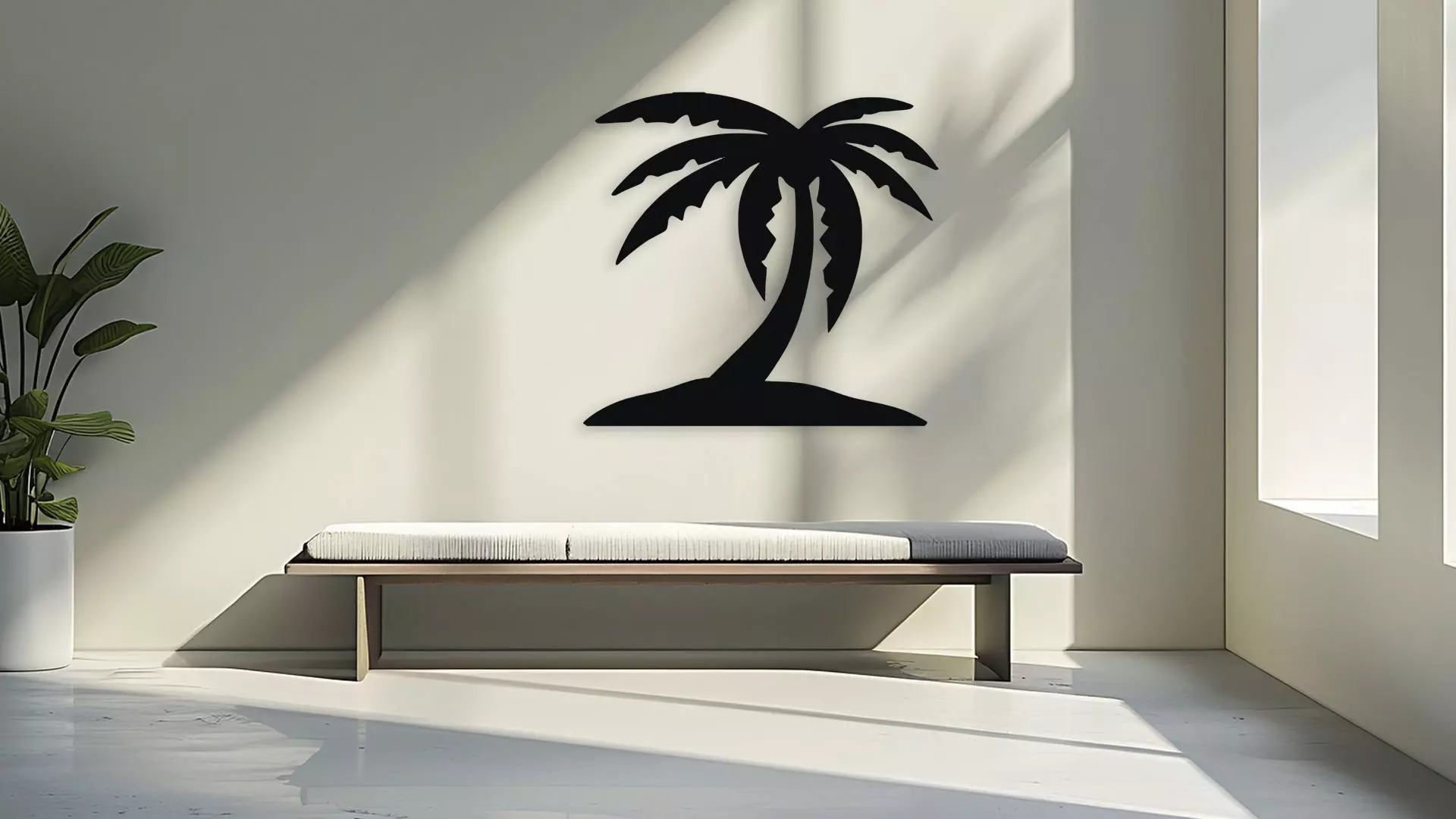 Palm Tree Silhouette Wall Art Decor for Laser Cut and 3D Print 3D model_3