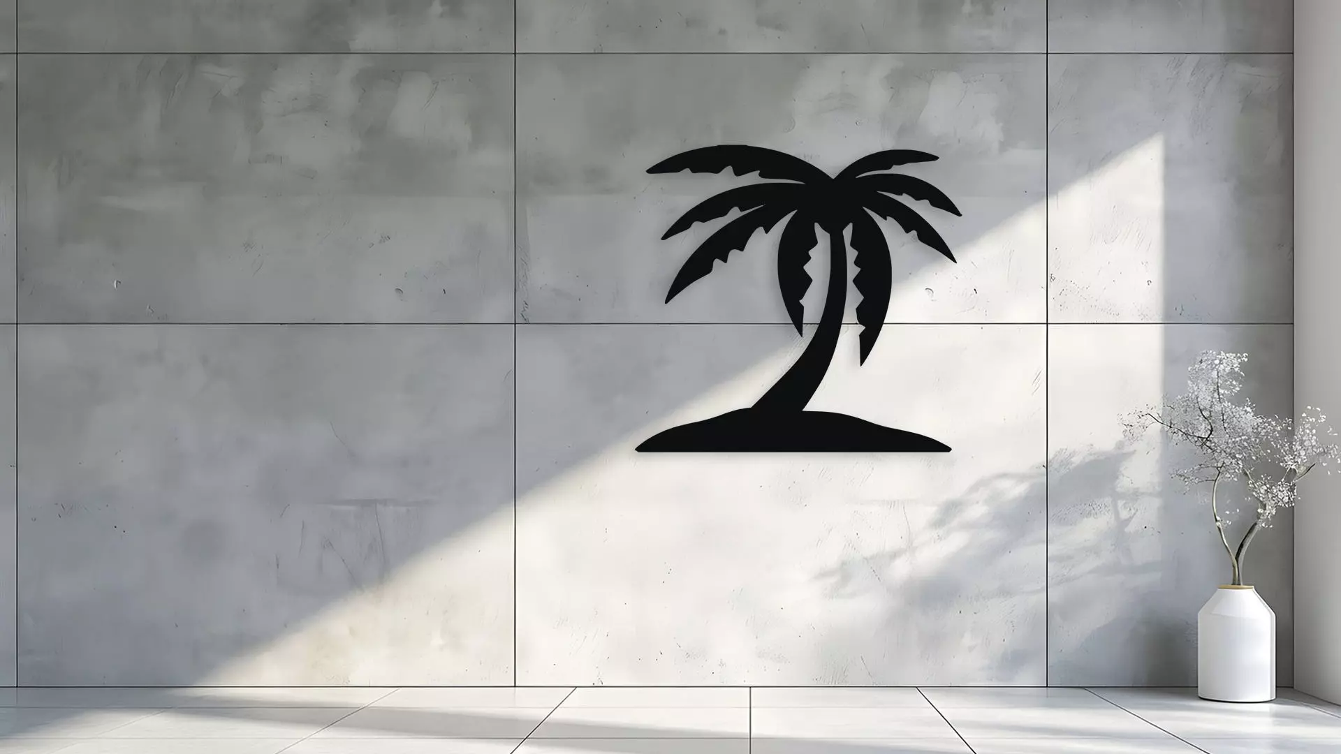 Palm Tree Silhouette Wall Art Decor for Laser Cut and 3D Print 3D model_1