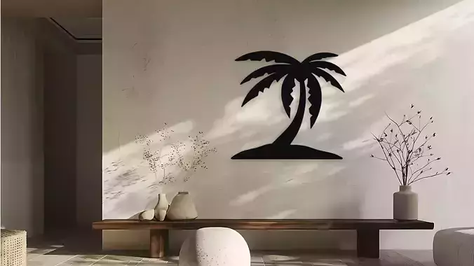 Palm Tree Silhouette Wall Art Decor for Laser Cut and 3D Print
