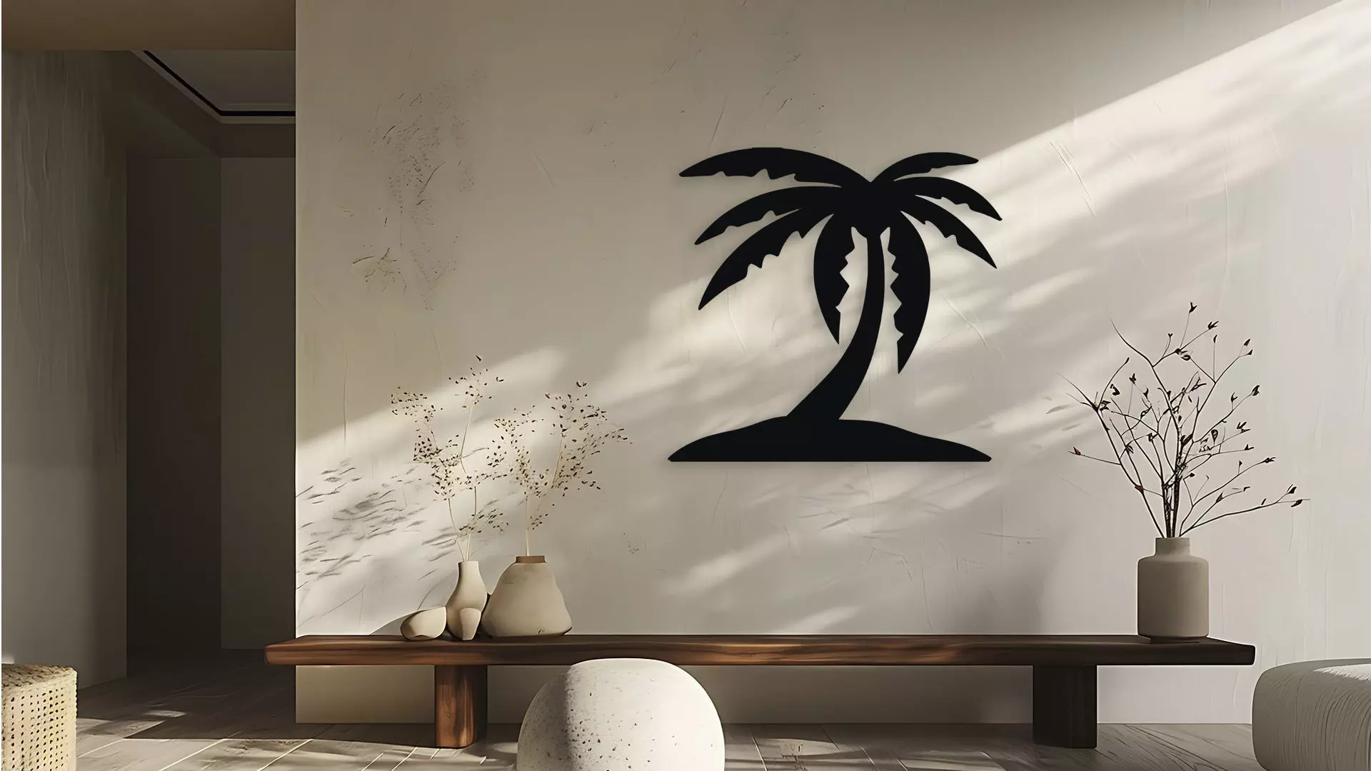 Palm Tree Silhouette Wall Art Decor for Laser Cut and 3D Print 3D model_0