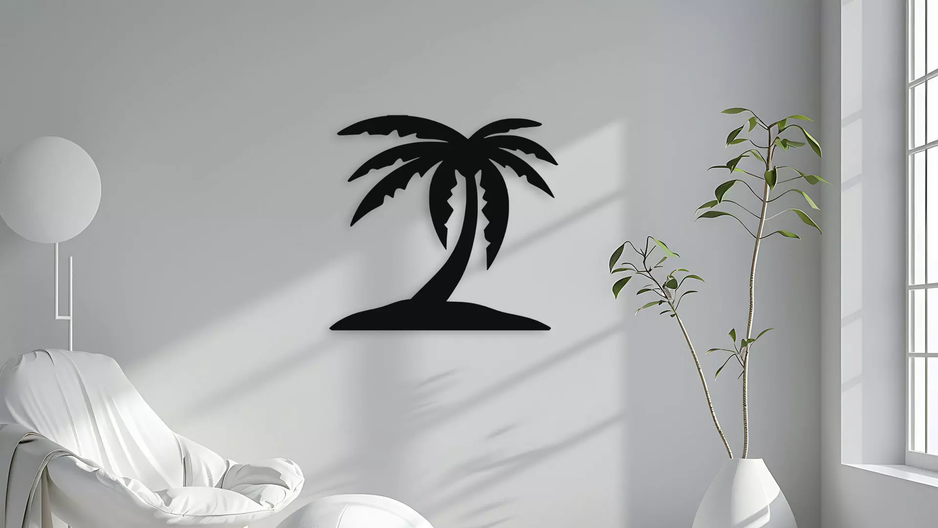 Palm Tree Silhouette Wall Art Decor for Laser Cut and 3D Print 3D model_4