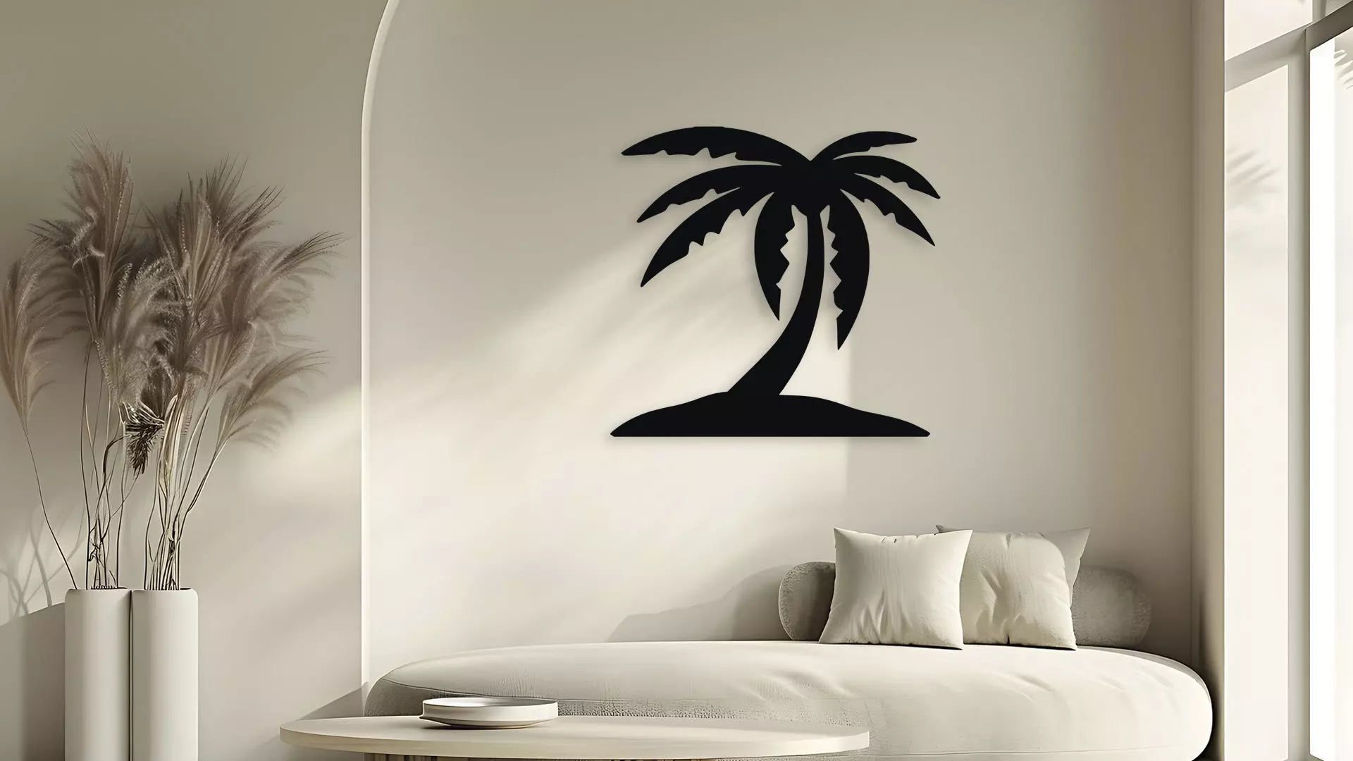 Palm Tree Silhouette Wall Art Decor for Laser Cut and 3D Print 3D model_5