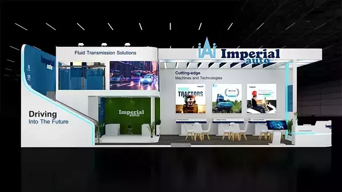 Exhibition Stand - 15m x 7m 3D model walkthrough animation Low-poly 3D model