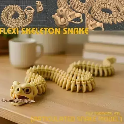 Flexi Skeleton Snake Articulated Snake Model 3D print model