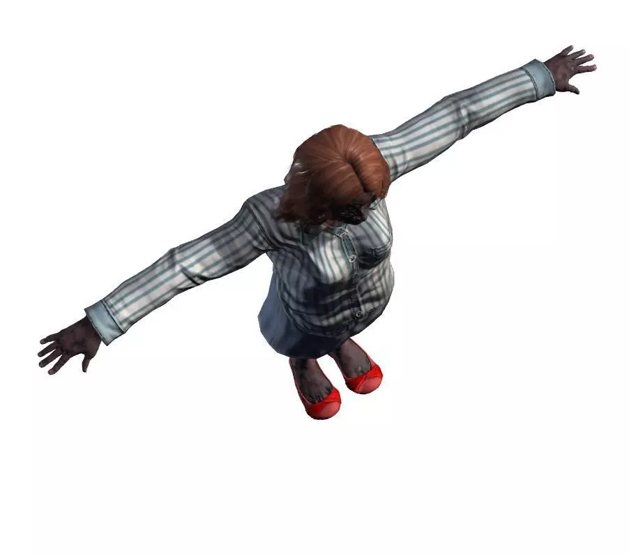 Rigged Animated Zombie Woman 3D Model Game Ready with Textures  Low-poly 3D model_7