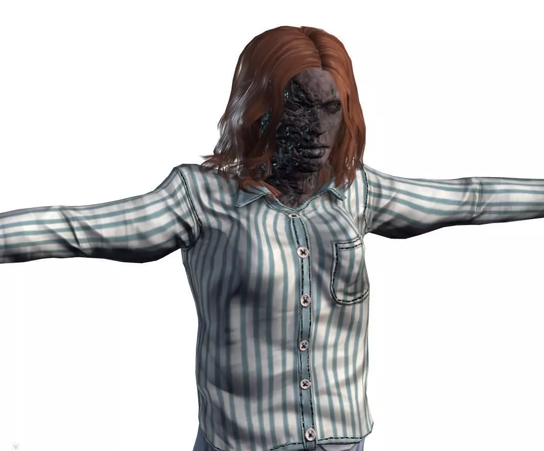 Rigged Animated Zombie Woman 3D Model Game Ready with Textures  Low-poly 3D model_3