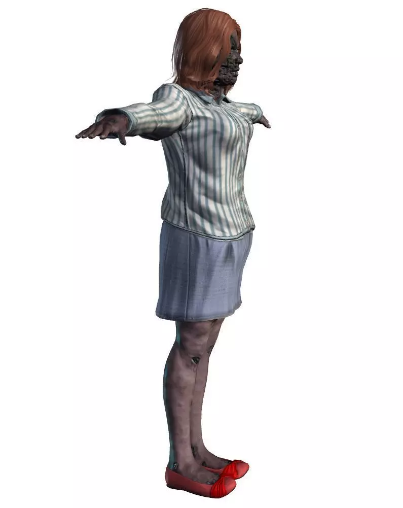 Rigged Animated Zombie Woman 3D Model Game Ready with Textures  Low-poly 3D model_5