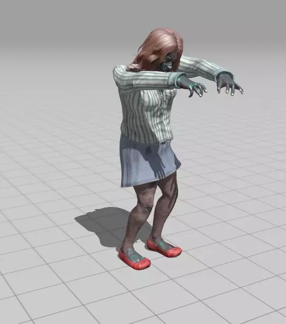 Rigged Animated Zombie Woman 3D Model Game Ready with Textures  Low-poly 3D model_4