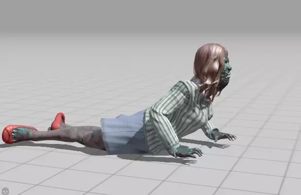 Rigged Animated Zombie Woman 3D Model Game Ready with Textures  Low-poly 3D model_2