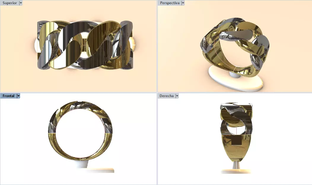 anillo con forma de  cadena cubana 3D print model_0