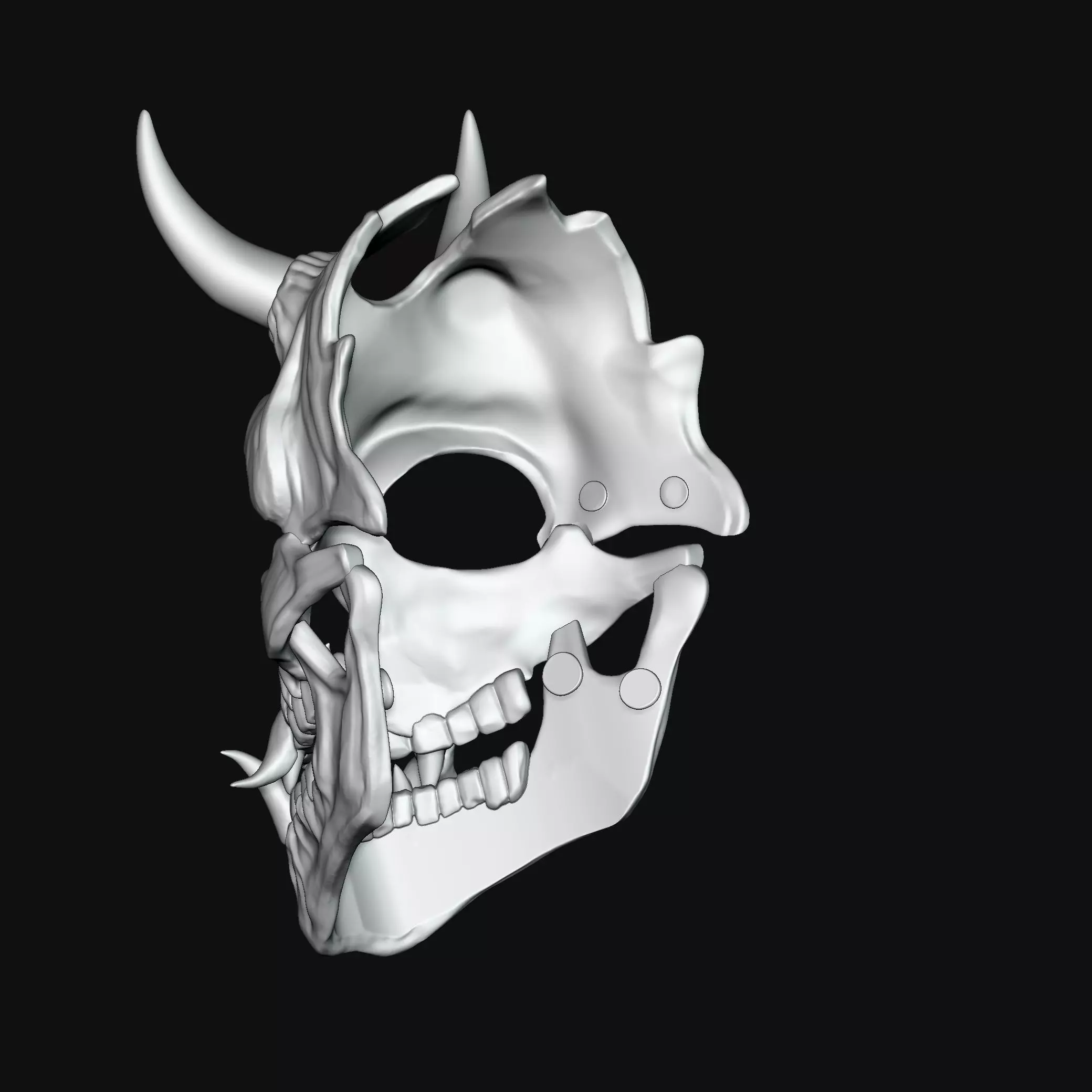 Oni 01- Bi-color - Skull mask 3D print model_7