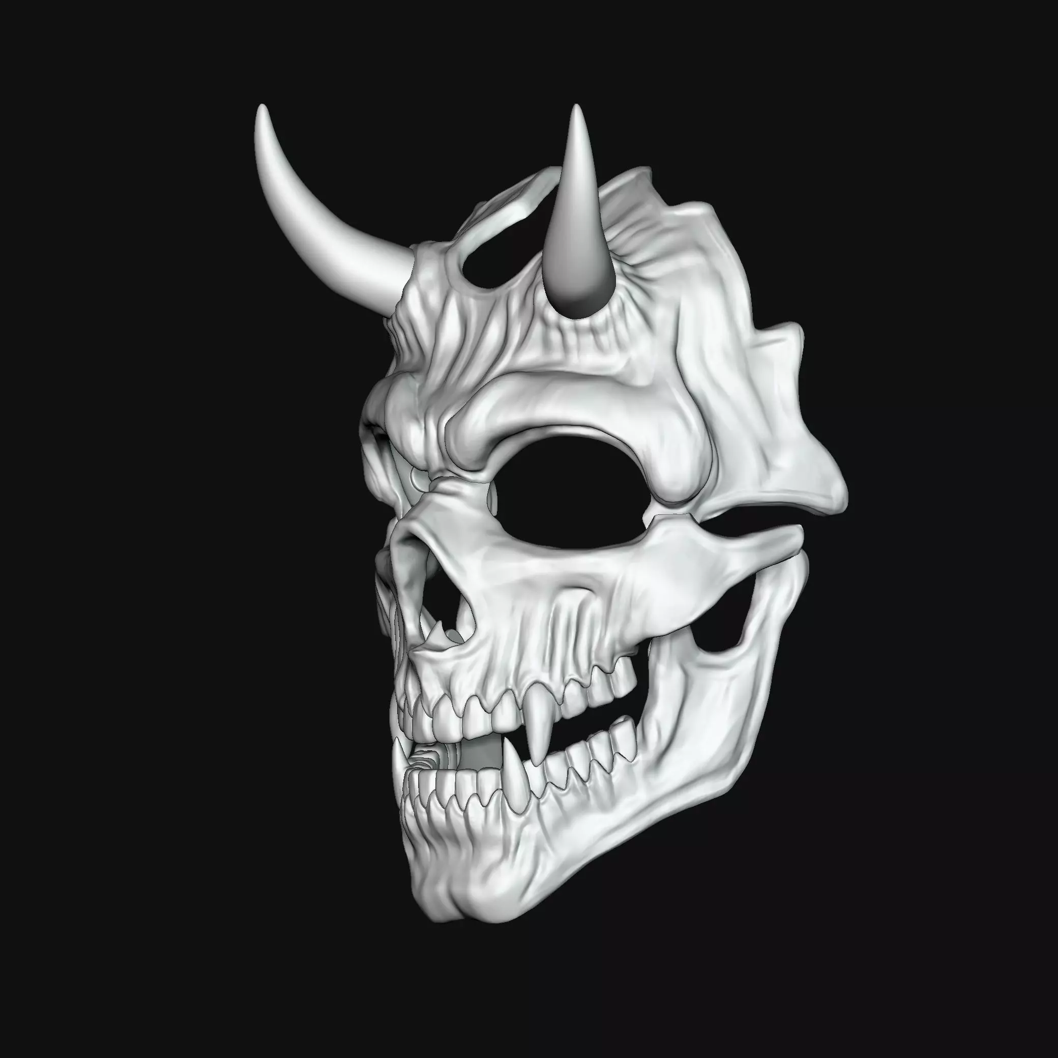 Oni 01- Bi-color - Skull mask 3D print model_9